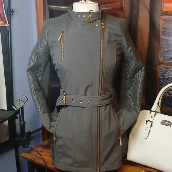 Michael kors XSPersonality Belted buckle quilted jacket SlimmingLightweight Grey - Picture 6 of 13